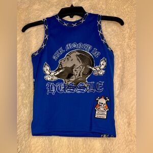 NWT Brand X Nipsey Hussle Youth Jersey XS Blue Graphic All Money In Tank